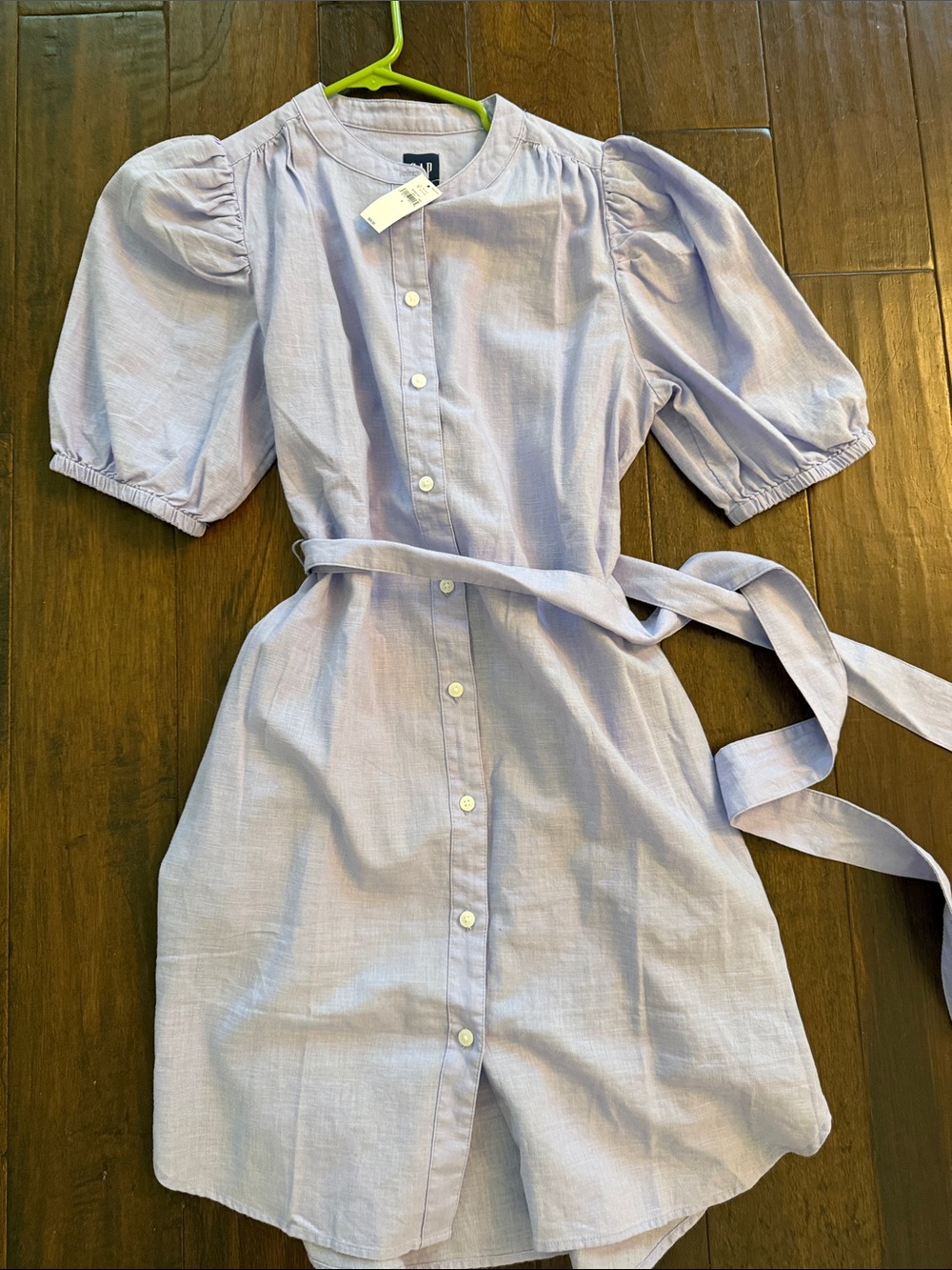 GAP Light Lavender Button-Front Puff Sleeve Dress